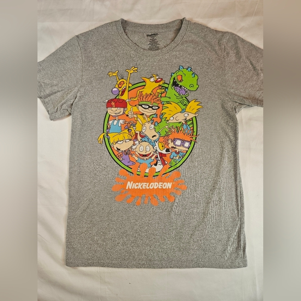 Nickelodeon Mens Gray Rugrats Short Sleeve Shirt Size Medium